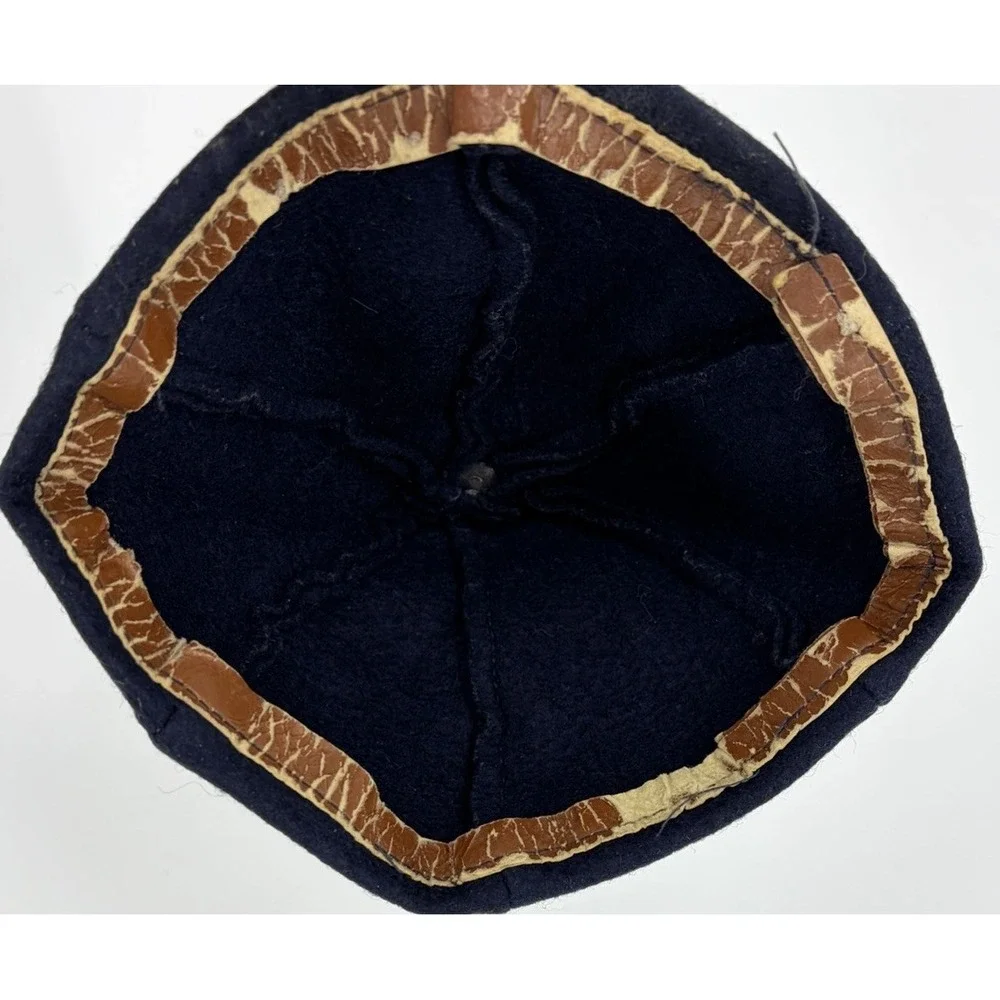 Vintage SHS Wool Felt Beanie Hat Navy Blue High School